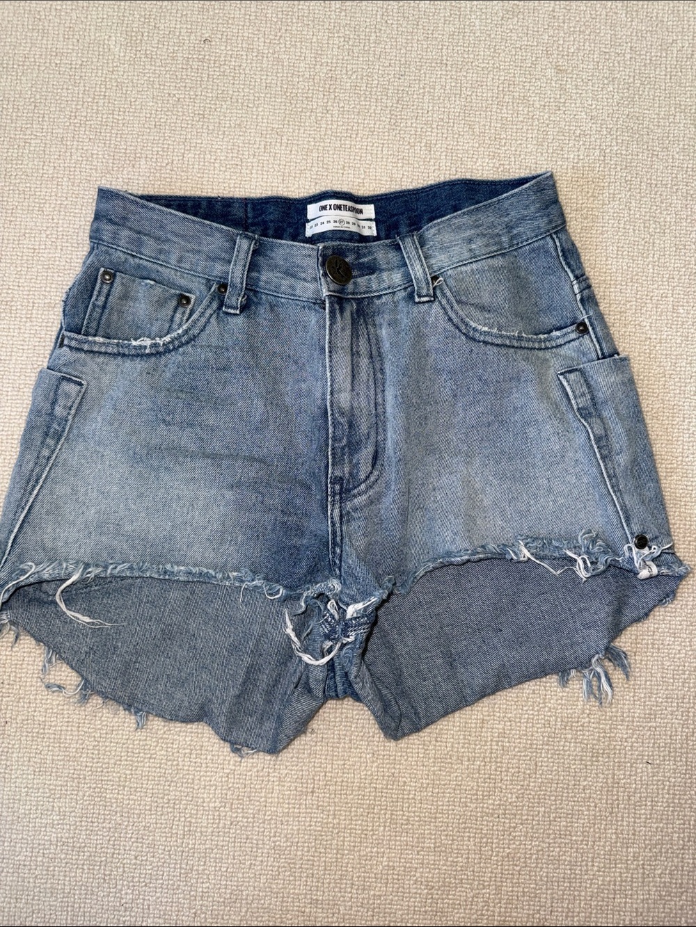 One & Only Denim High-Rise Distressed Blue Women's Shorts. Worn once . Size 27